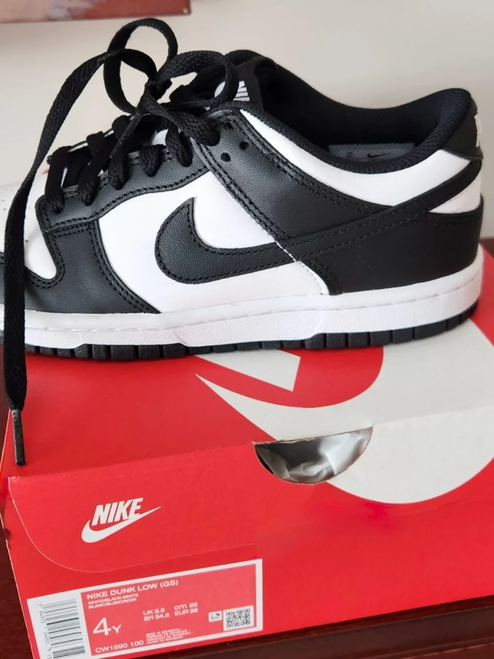 Nike Kids Black and White Dunk Low Sneakers - Picture 1 of 4